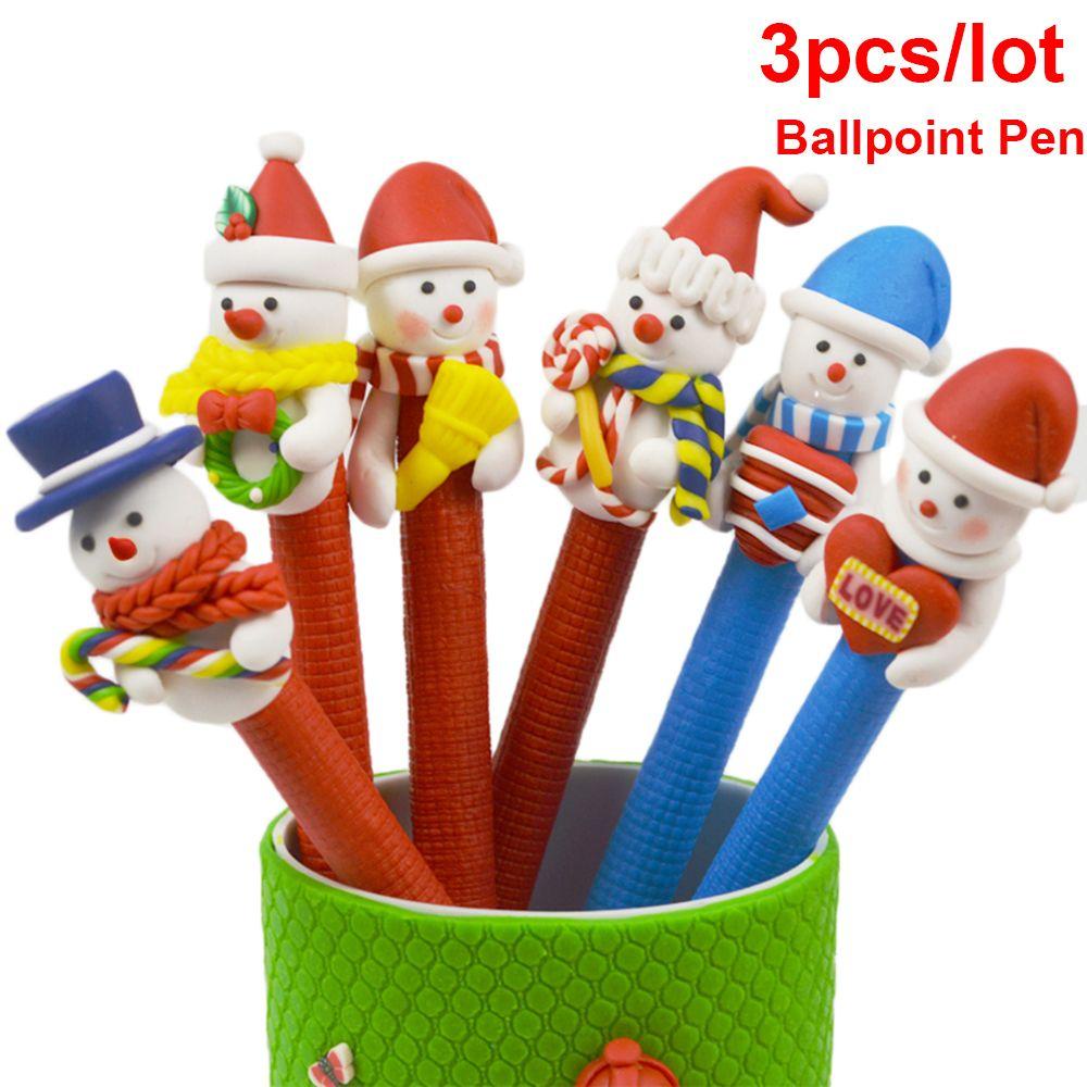 Set 3 Bút Bi Mềm Hình Ông Già Noel Hoạt Hình Màu Sắc Ngẫu Nhiên