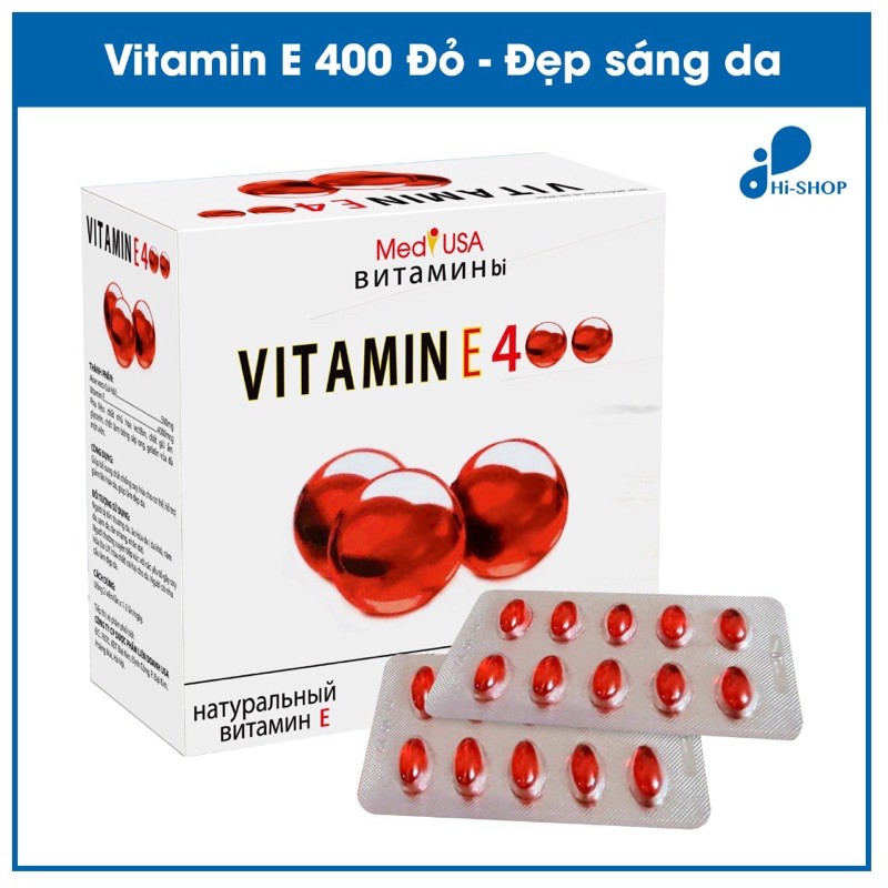 VITAMIN E 400 ĐỎ ( Hộp 100 Viên) - giúp tái tạo da, làm sáng da, chống chảy xệ, giảm nám, chống lão hóa cho da