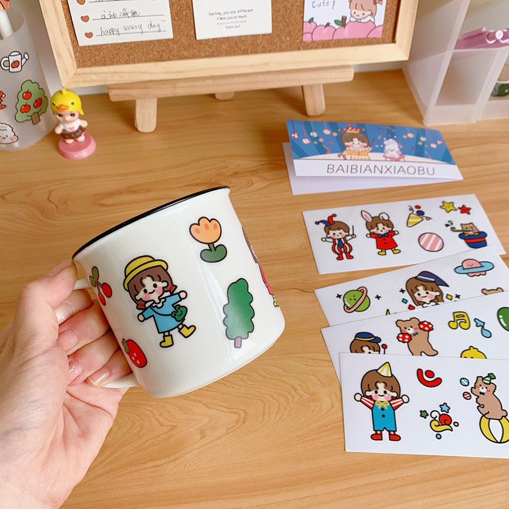 Set 4  Sticker trang trí tài khoản tay tự làm niêm phong điện thoại di động nhãn dán cốc nước A-56