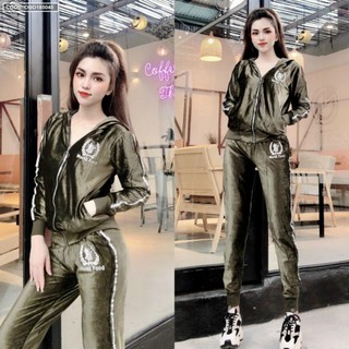 Đồ bộ nhung Nữ quần dài..áo dây kéo.tay dài