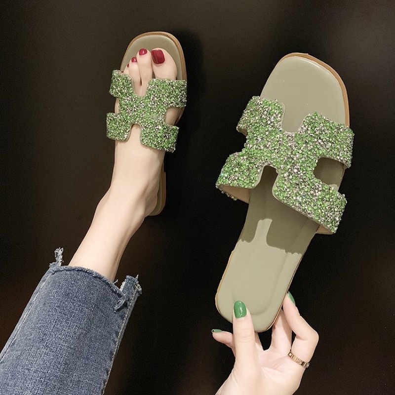 Dép chữ H đính đá lấp lánh hàng quảng châu