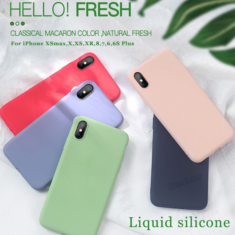 Ốp điện thoại Silicon TPU mềm màu trơn cho iPhone X XR XS Max 8 6 6S 7 Plus