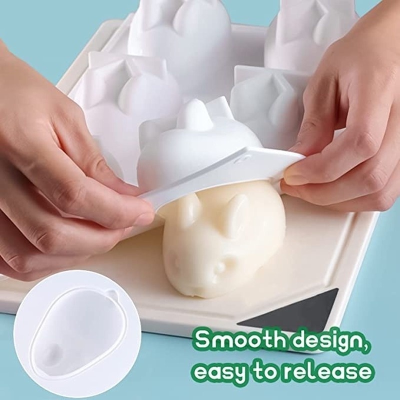 Khuôn Silicone Làm Bánh Hình Thỏ Hoạt Hình 3D
