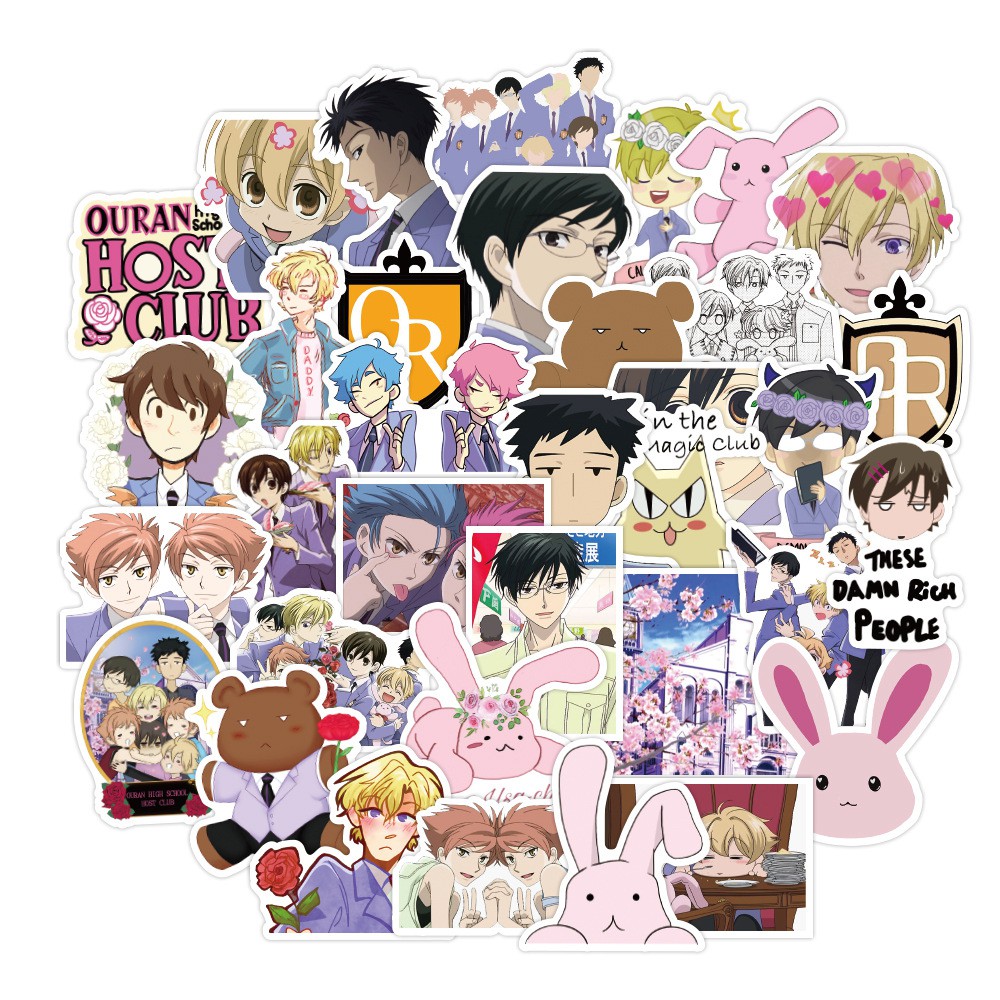 Set 50 miếng sticker dán trang trí chống thấm hình anime Ouran High School Host Club