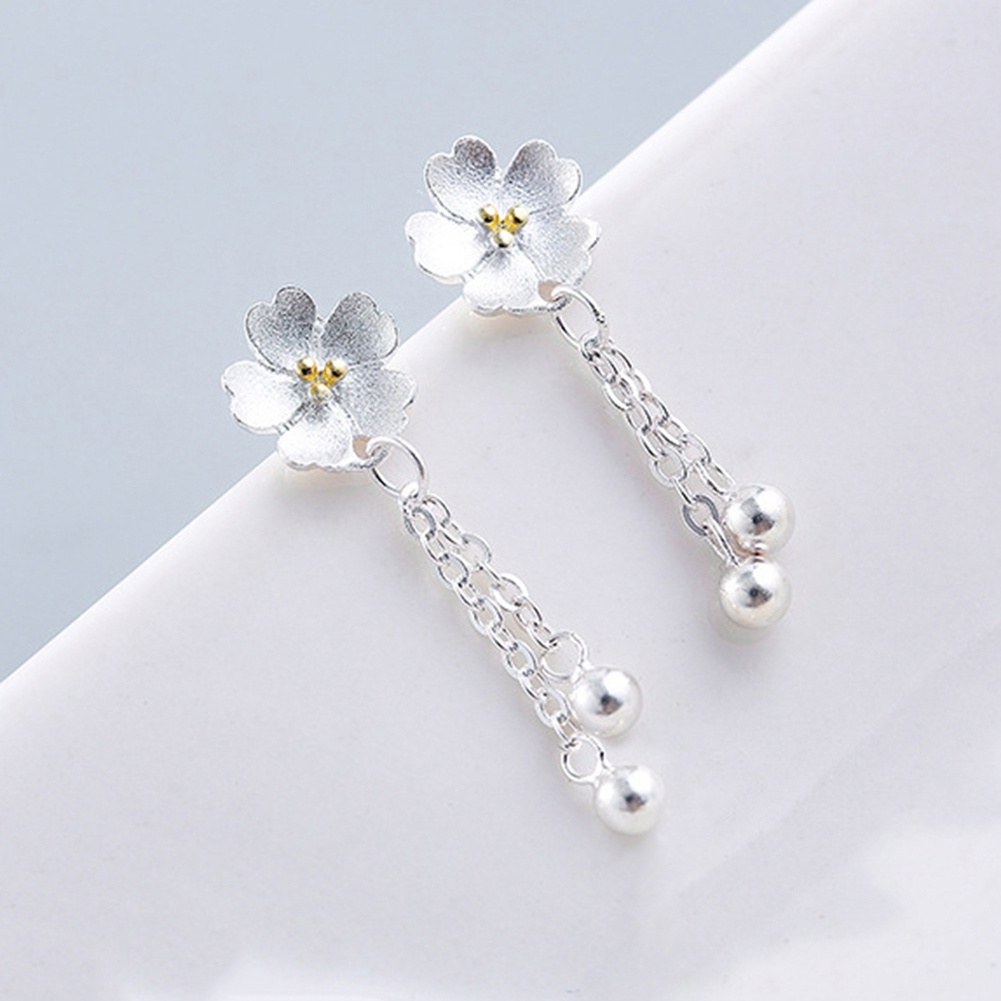 Khuyên tai hoa dáng dài tua rua thanh lịch cho nữ