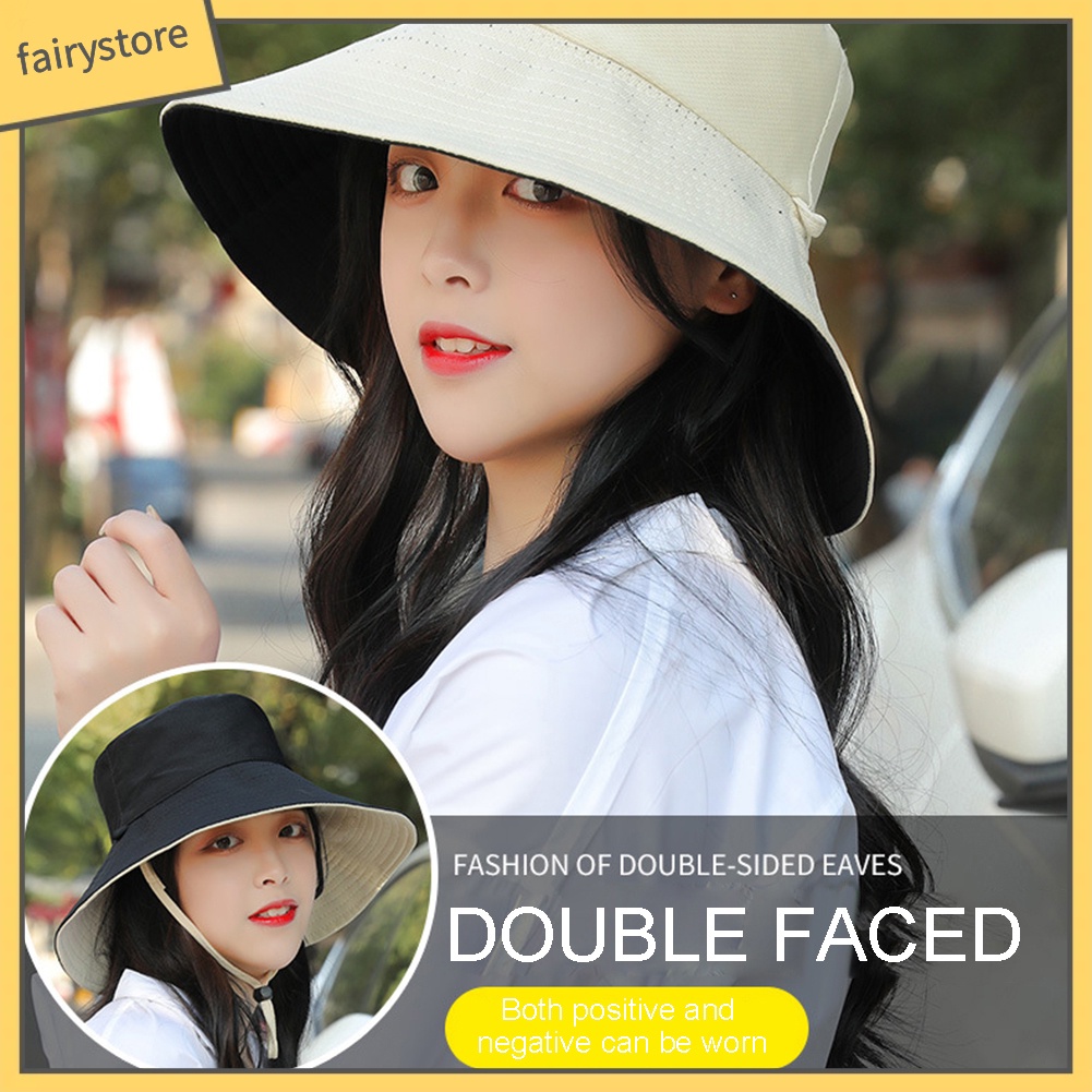 Mũ Bucket Rộng Vành Chống Tia Uv Cho Nữ