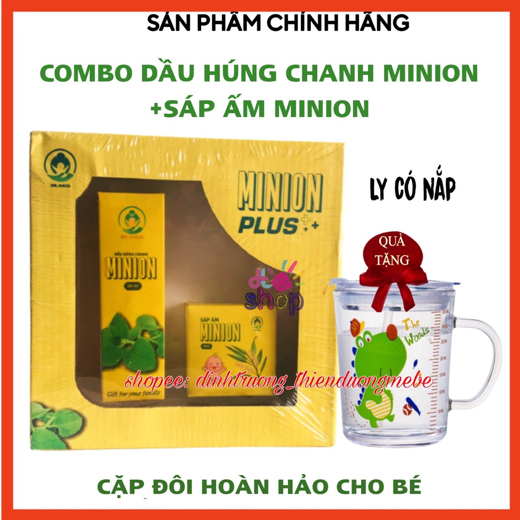 DẦU HÚNG CHANH MINION 30ML PLUS KÈM SÁP ẤM MINION PLUS TẶNG CỐC CHIA VẠCH - Tinh dầu húng chanh minion chính hãng cho bé