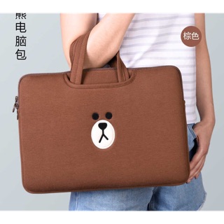 Túi chống sốc laptop Gấu nâu, Line, Vịt sally có quai xách siêu dễ thương (có quai xách) + quà tặng kèm cute