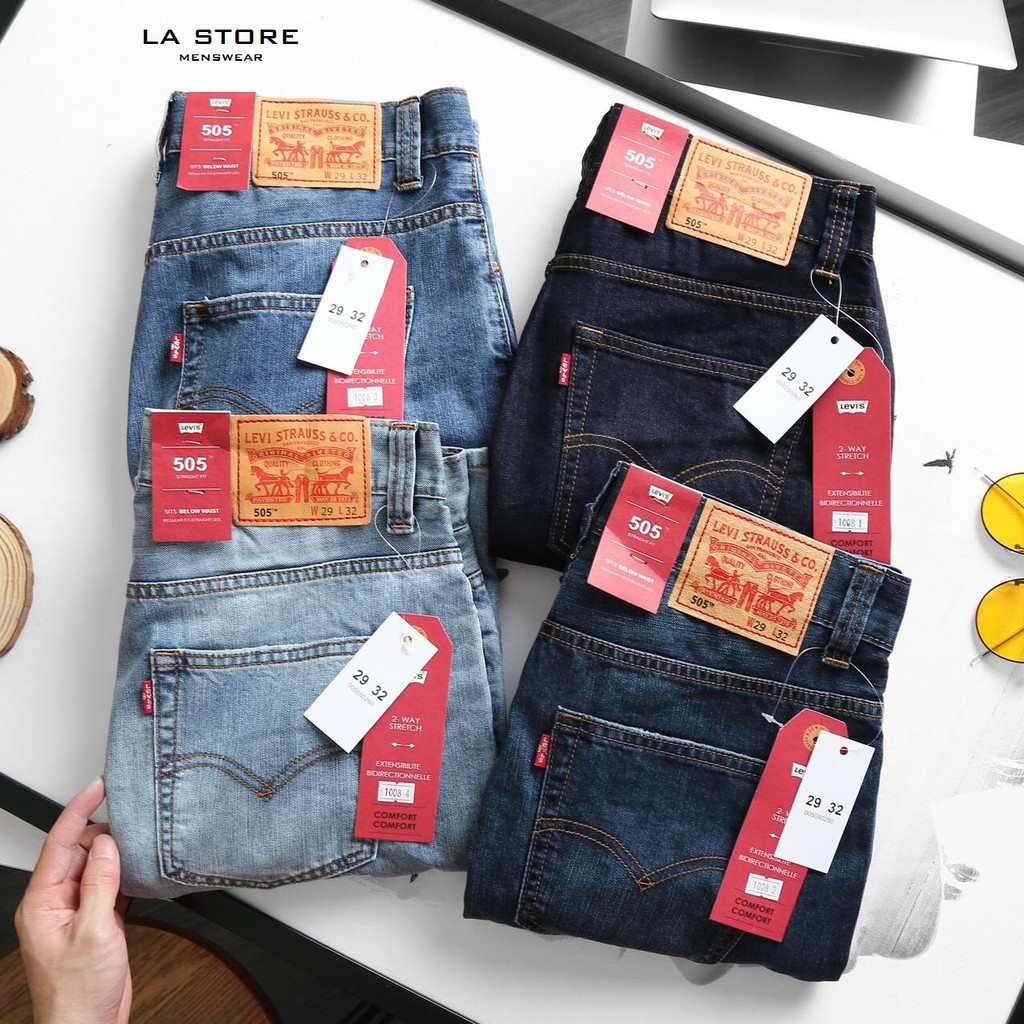 Quần short jeans nam LEVI 4 màu trơn form suông thoải mái - shop LA STORE
