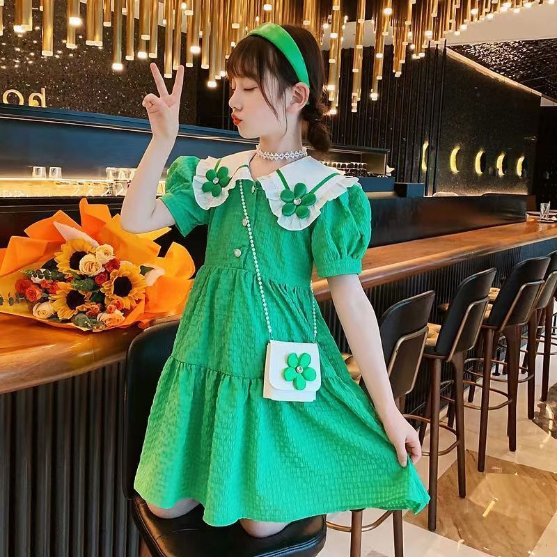 Đầm Công Chúa Mùa Hè Tay Phồng Phong Cách Hàn Quốc Kiểu Mới Cho Bé Gái