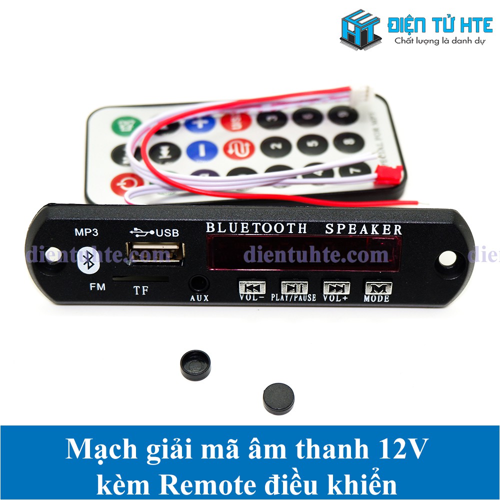 Mạch giải mã âm thanh Bluetooth MP3+WAV+WMA Lossless điện áp 12V kèm Remote [HTE Quy Nhơn CN2]