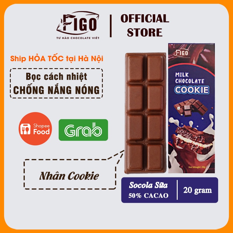 [Giao hoả tốc HN-4 Hộp Socola]  1 Hộp socola Sữa nho nhô 50g+ 3 Hộp Socola sữa 20g cookie,hạnh nhân, phô mai FIGO