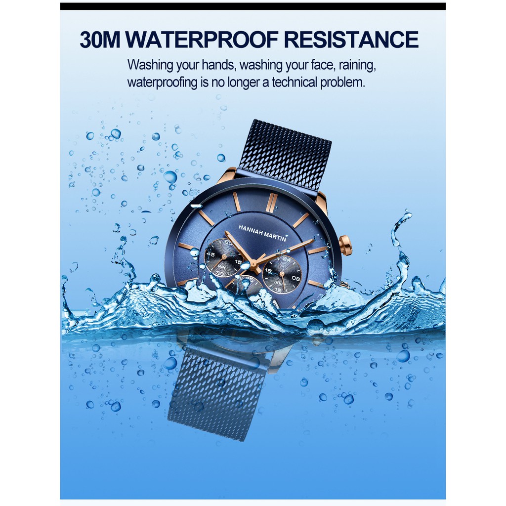 Đồng hồ nam HANNAH MARTIN chính hãng - model HM-120 - chống nước tốt - bảo hành 1 năm | BigBuy360 - bigbuy360.vn