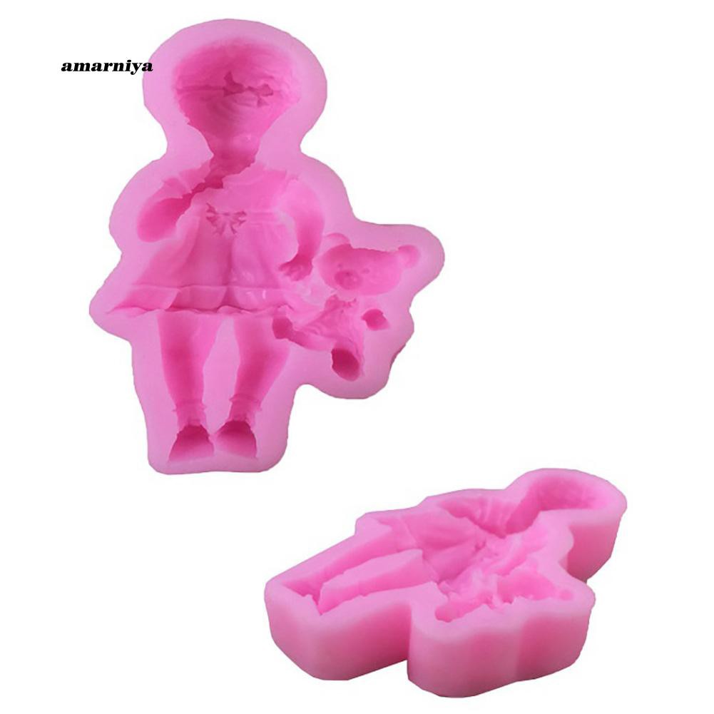 Khuôn làm bánh 3D hình bé trai/bé gái chất liệu Silicon