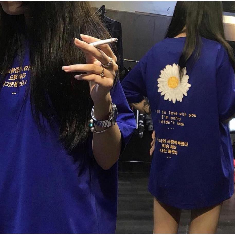 Áo thun tay lỡ unisex form rộng phông Hoa Cúc Nhỏ nam nữ cuons hút KMG