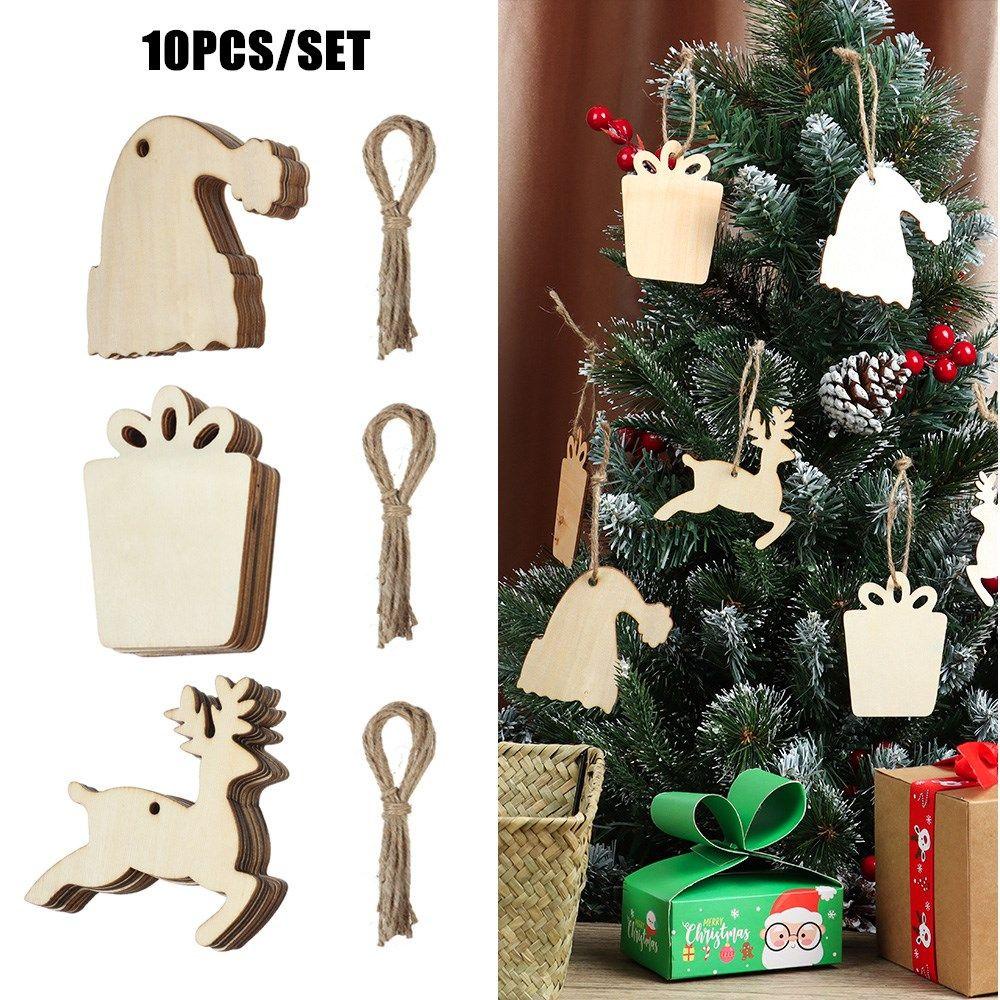 SUENIN Đĩa Gỗ Hình Tuần Lộc Nhiều Màu Sắc Dùng Trang Trí Giáng Sinh DIY