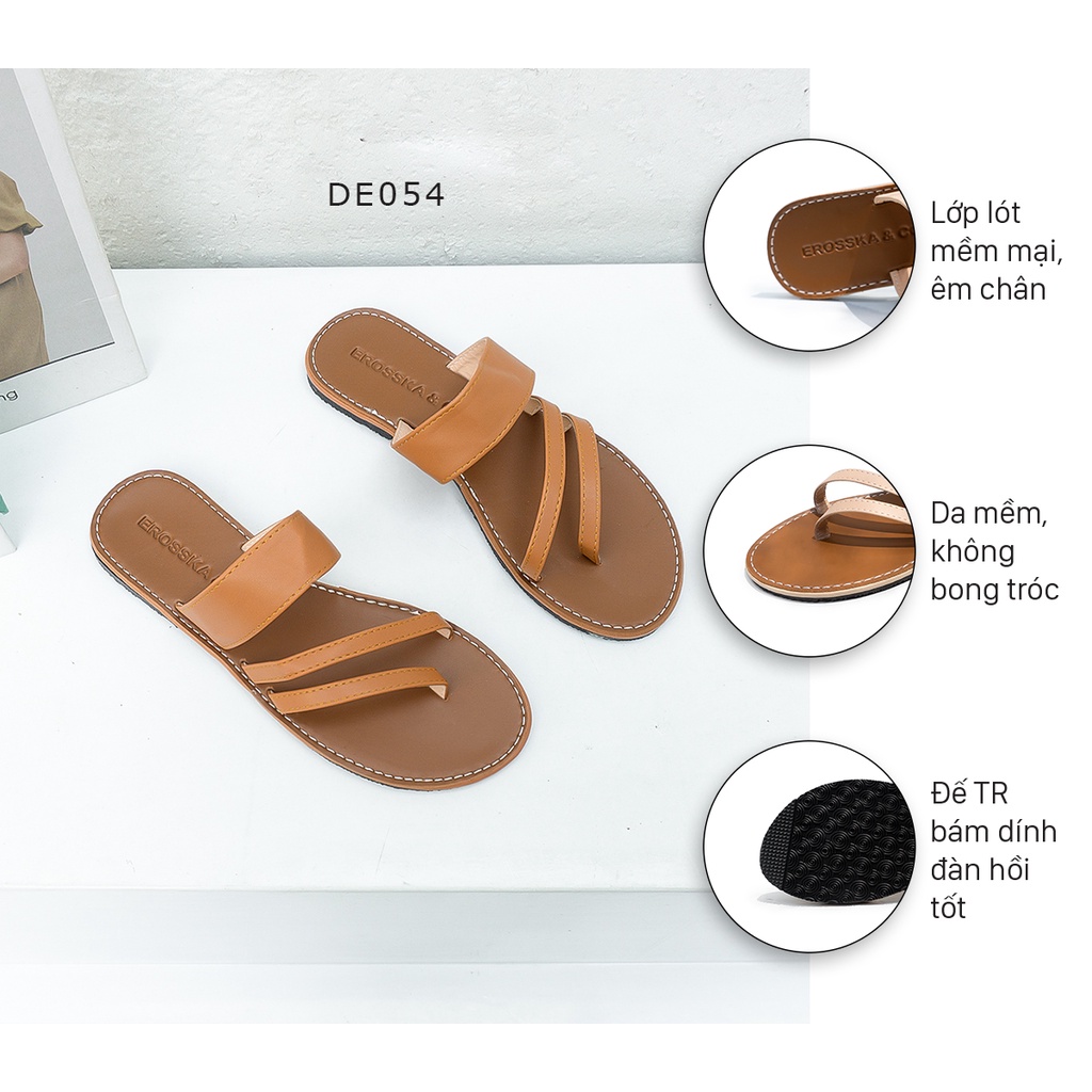 [Mã WABRTL3 -10% đơn 250K]Dép nữ đế bệt sandal đi biển thời trang Erosska màu kem _ DE054