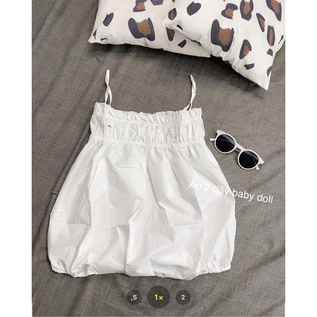Áo 2 Dây Nữ Vintage Bo Viền Chun Ngực Vải Thô Hàn Siêu Hot(Hàng Sẵn, Ảnh Thật)