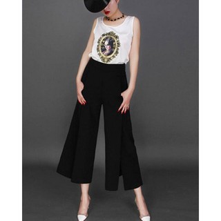 Quần culottes ống rộng xẻ tà cao