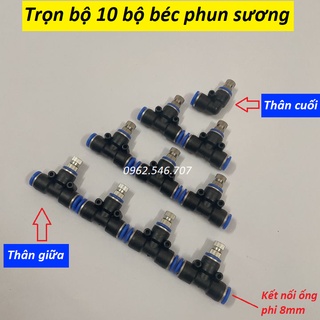 Combo 10 béc phun sương làm mát bằng inox số 2-3-4-6-8, béc phun sương tưới lan