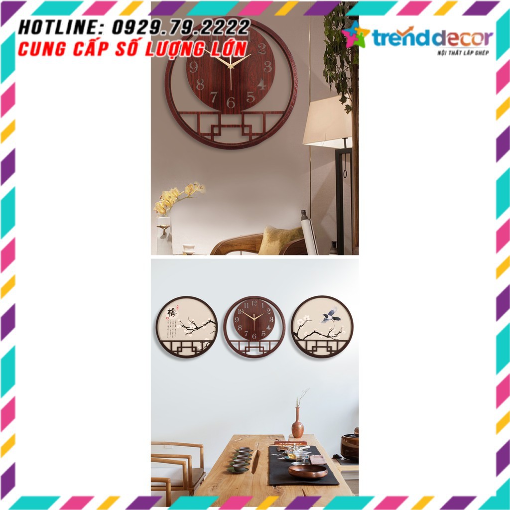 Đồng hồ gỗ treo tường trang trí đẹp phong cách nhật bản DH02 decor trang trí nhà và quán cà phê WoodLaserDecor