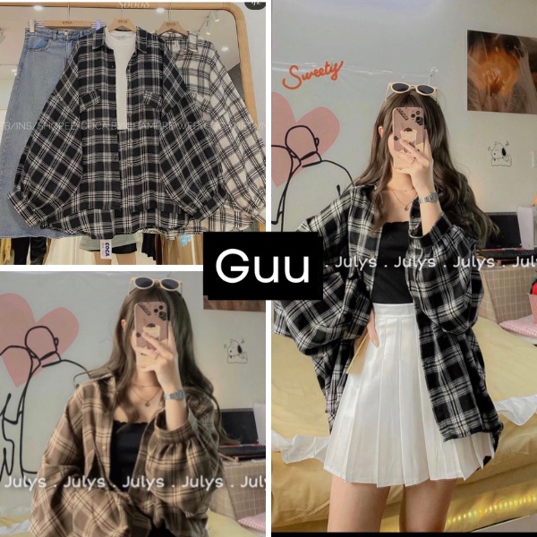 Sơ mi cổ bẻ dài tay 3 màu chất thô lụa mềm GUU House