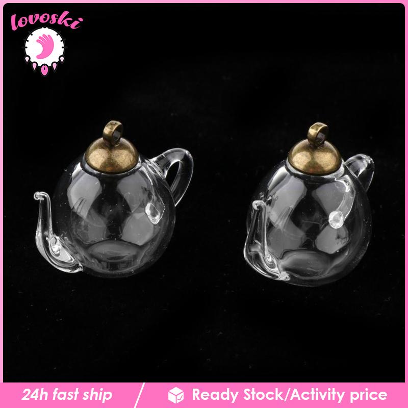 Set 2 Bình Điều Ước Trà Mini Bằng Thủy Tinh Rỗng Màu Vàng Kim Thủ Công