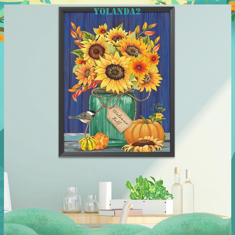 Tranh Thêu Chữ Thập 11CT Tự Làm Họa Tiết Hoa Size 30x40cm