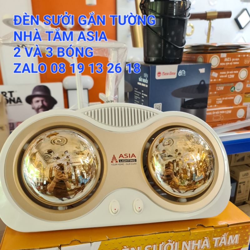 Đèn Sưởi nhà tắm lắp nổi Gắn Tường Asia 2 và 3 bóng cao cấp, bảo hành 2 năm