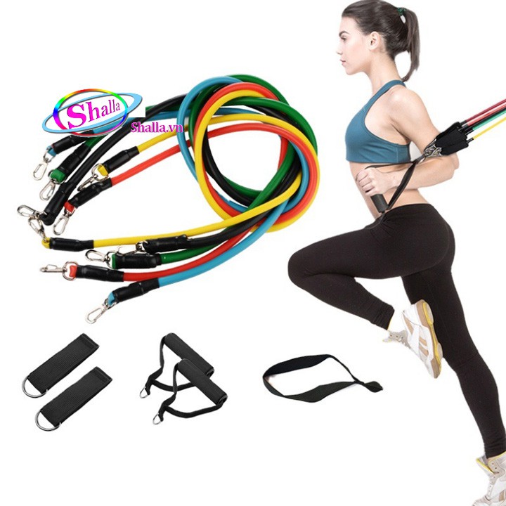 Bộ Dây ngũ sắc tập GYM chuyên cơ tay đa năng siêu đàn hồi K14 Shalla