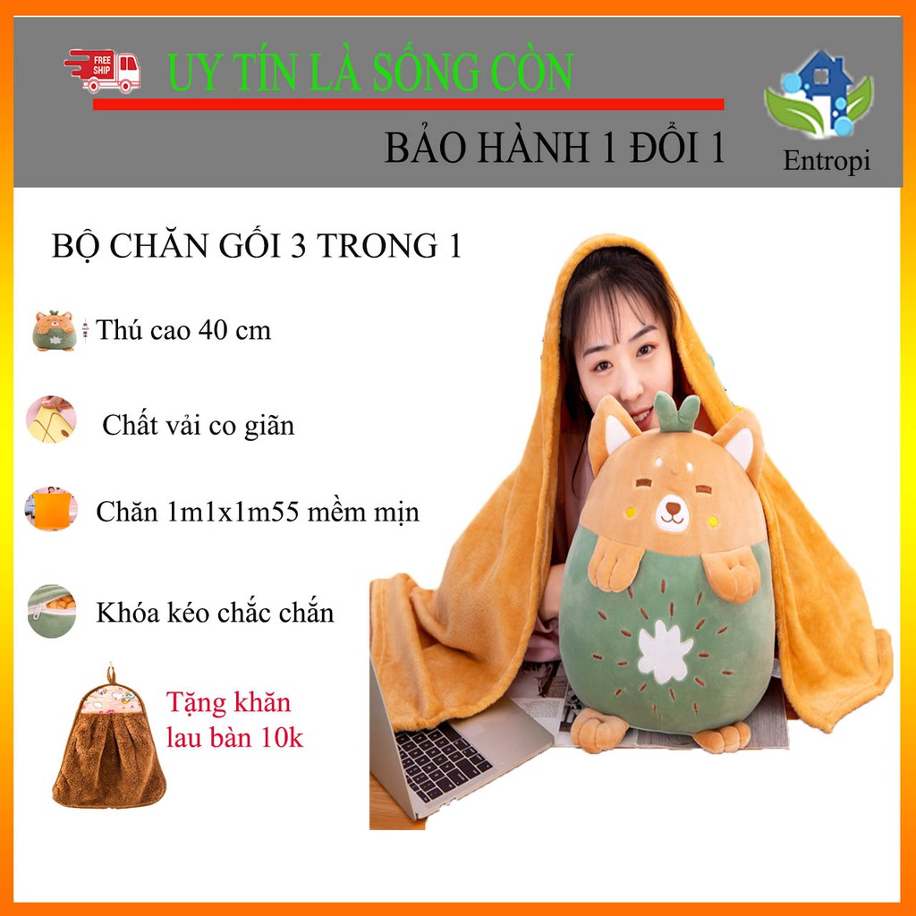 [QUÀ CHO BÉ] Bộ Chăn Gối Văn Phòng Mẫu Mới Cho Bé Và Dân Công Sở Nghỉ Trưa. Kích thước gối 40cm Chăn 1m1x1m55