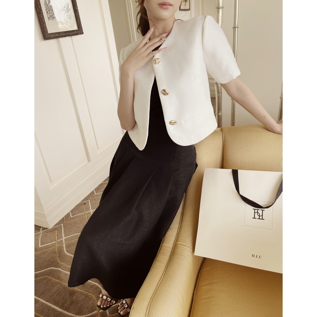 Áo Blazer nữ ngắn tay ANOIR HIU design , áo khoác 2 lớp thiết kế cao cấp sang trọng con gái H.I.U ROOM | BigBuy360 - bigbuy360.vn