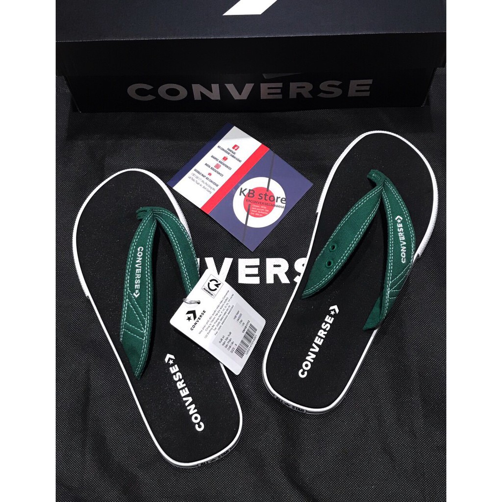 Dép Converse đen quai xanh lá