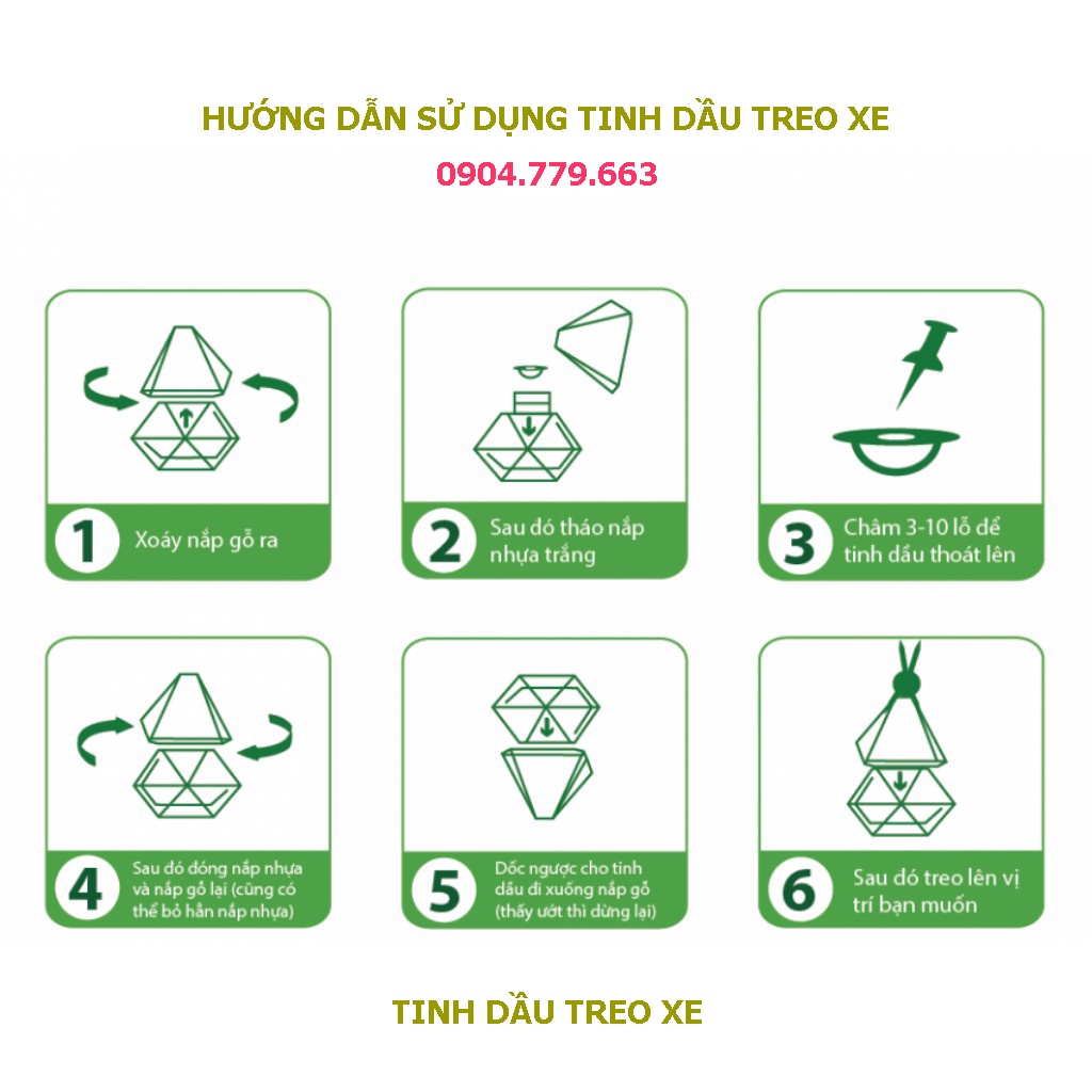 Tinh dầu treo xe ô tô, xe hơi (quế, cafe, bạc hà, sả) khử mùi tự nhiên nguyên chất Royal Scent