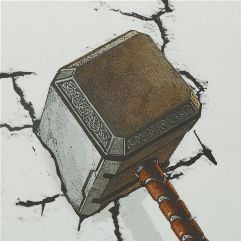 [finefinebubble 0609] 3d vivid Thor hammer broken wall stickers for kids rooms toilet home decor