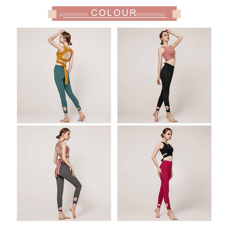 Áo bra có dây buộc / quần dài thời trang thể thao dành cho nữ