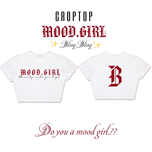 Áo CROPTOP BMOODY MOOD GIRL Chữ thêu kim tuyến