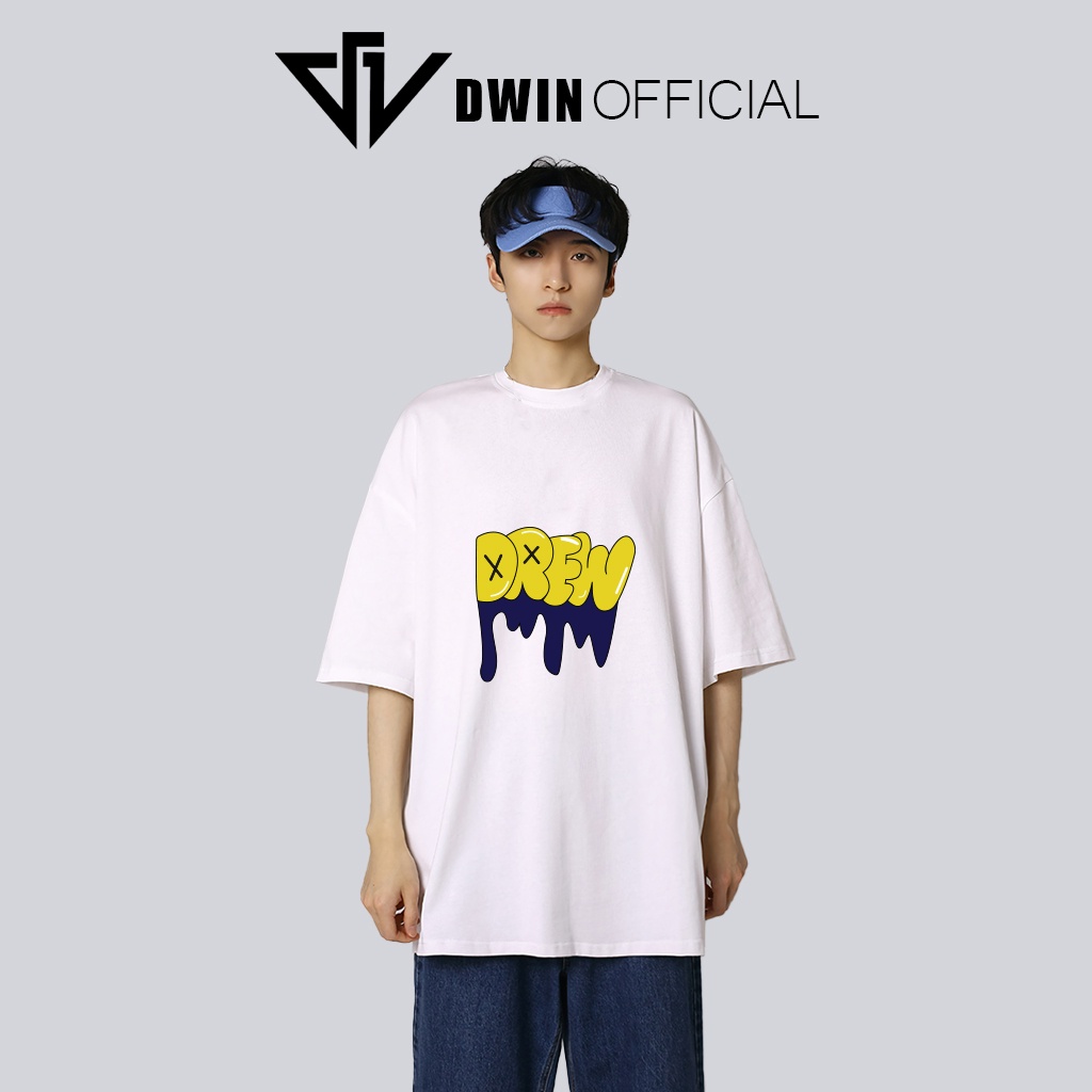Áo thun unisex in chữ Drew thời trang DWin basic tee phông trơn nam nữ tay lỡ oversize form rộng