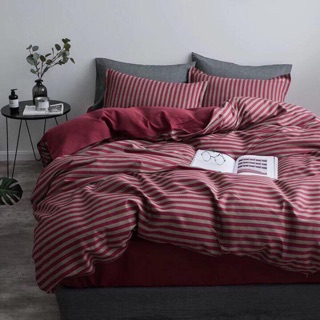 Set chăn phao kẻ đỏ