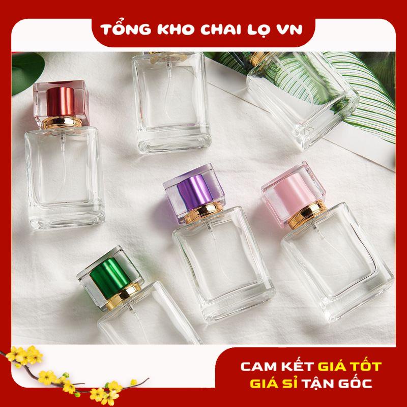 Lọ Chiết Nước Hoa ❤ SIÊU RẺ ❤ Lọ chiết nước hoa 50ml hình vuông Nắp Đen đựng dầu thơm , phụ kiện du lịch