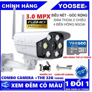 Mua  Mã 44ELSALE2 giảm 7% đơn 300K  Camera Yoosee Ngoài Trời 3.0Mpx - Tiếng Việt + 32G Chính Hãng Yoosee