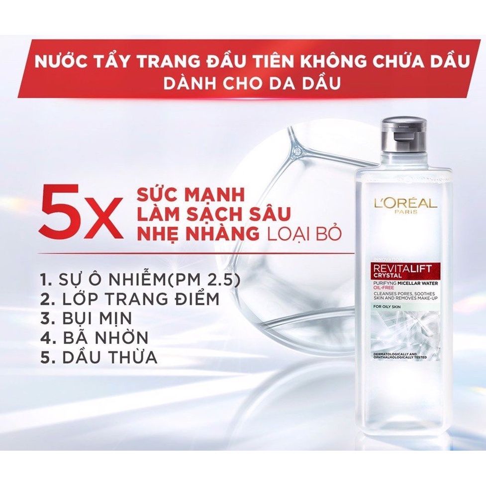 (mini 30ml) Nước Tẩy Trang Làm Sạch Cho Da Dầu L'oreal Revitalift Crystal Purifying Micellar Water | WebRaoVat - webraovat.net.vn