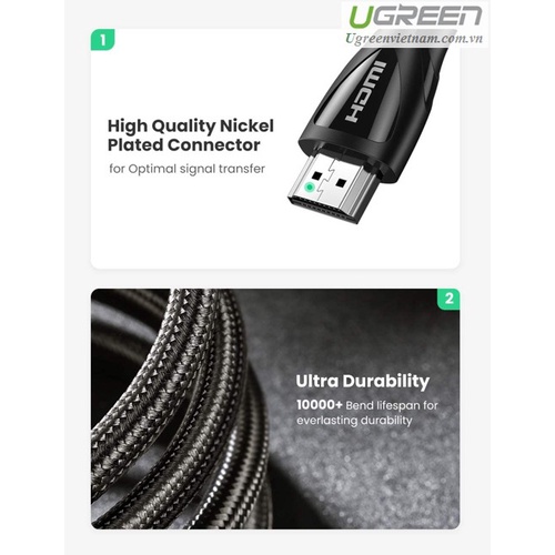 Cáp HDMI 2.1 dài 1.5M Ultra HD 8K @ 60Hz Ugreen 80402 Cao Cấp