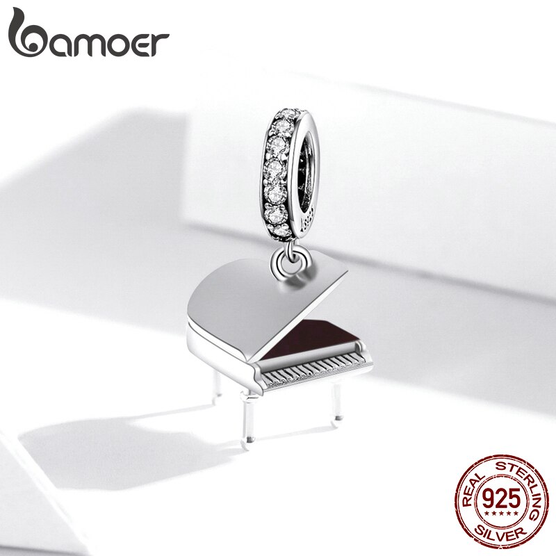 Hạt xỏ làm trang sức Bamoer Scc1733 Bạc 925 Hình Cây Đàn Piano Độc Đáo Diy