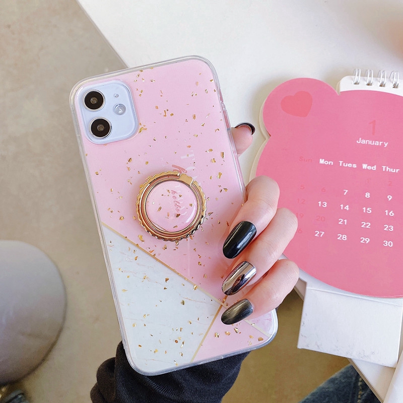 Ready Splicing Marble IPhone 11 Pro Max X XR XS Max 6 6s 7 8 Plus Soft TPU Shell Cover Case With Finger Ring | BigBuy360 - bigbuy360.vn