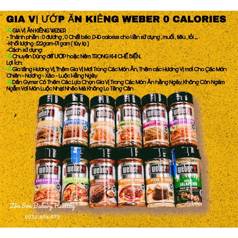 GIA VỊ ƯỚP ĂN KIÊNG WEBER 0 CALORIES ƯỚP