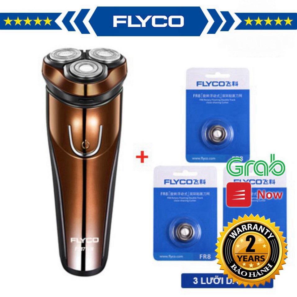 [Combo] Máy Cạo Râu Flyco 3 Lưỡi Kép Kháng Nước FS371VN & 3 Lưỡi Dao FR8 Hàng Chính Hãng  AK FM