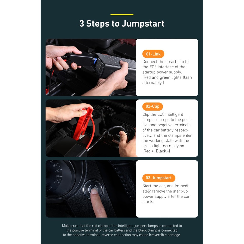 Bộ kích nguồn ô tô Baseus BS-CN02 Reboost Jump Starter với nguồn điện lưu trữ di động 220V / 100W