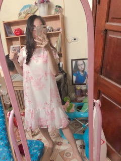 VÁY VOAN HOA HỒNG