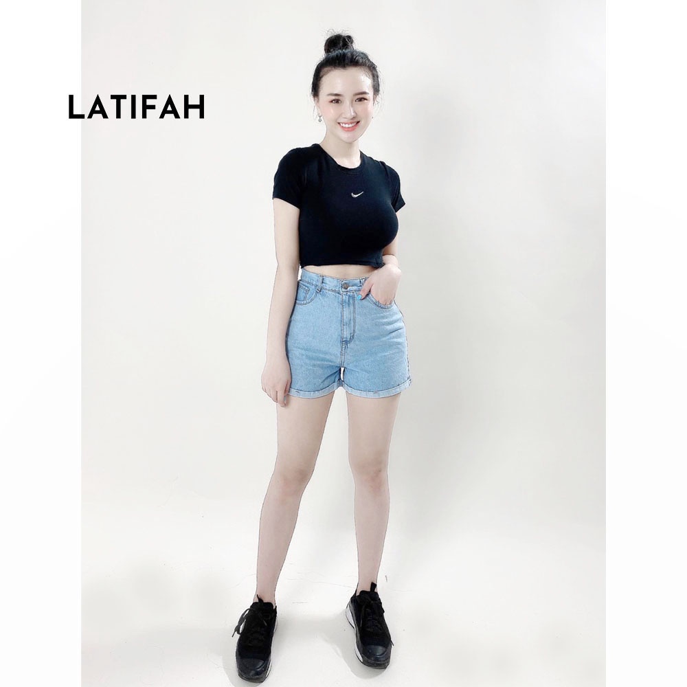 [Mã BMBAU50 giảm 50K đơn 150K] Quần shorts jean nữ LATIFAH lật lai trơn QS001 thời trang dạo phố